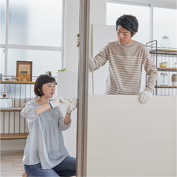 もう一方の柱を固定する