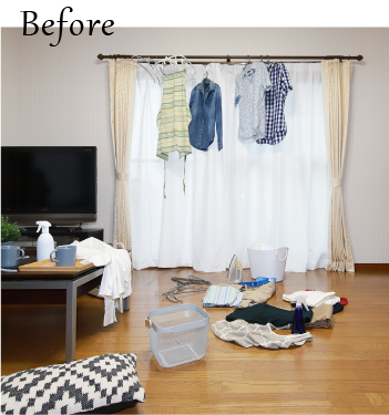 散らかったリビング